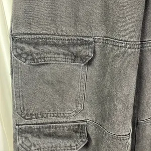 Forever 21 Women‎ Cargo Jeans Black Size 28 High Rise Wide Leg Denim Pants Baggy thumbnail 5