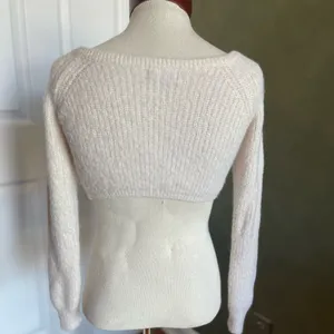 PrettyLittleThing Cropped Sweater Cream color Zipper Front Size S thumbnail 2