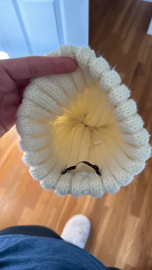 White Pom Knit Beanie thumbnail 2