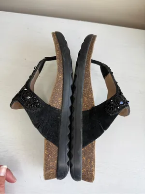 Dansko Pamela Women's Jeweled Thong Comfort Sandals Black Leather SZ EU 39 9 thumbnail 7