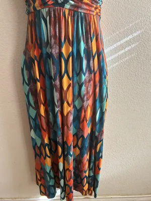 Maeve Multicolor Geometric Spaghetti-Strap Maxi Dress XS thumbnail 7