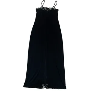 Y2K Vintage City Triangles Black Maxi Dress silver Accents medium Babydoll party thumbnail 11
