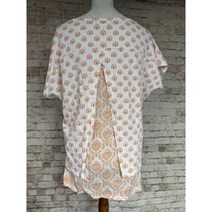 Sundance Women's Top Tree Pattern Split Back Short Sleeved T-Shirt Tank L thumbnail 4