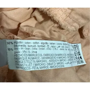 Zara Cropped Linen‎ Blend Jacket Peach Pink Frayed Raw Hem Utility sz M thumbnail 4