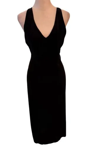Frederick's of Hollywood Black Sleeveless Velvet Midi Dress Size M thumbnail 1