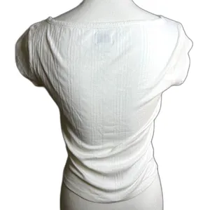 BDG UO Drew Cap Sleeve Ribbed Square White Neck Cropped Tee Size Large Nwot thumbnail 5