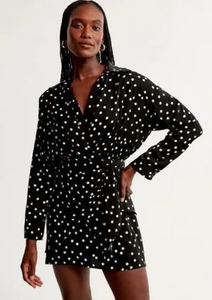 Abercrombie and Fitch Black and White Polka Dot Dress thumbnail 1