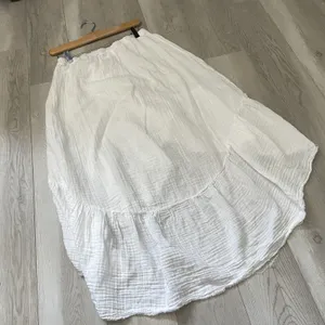 Starkx Ruffle Skirt cotton gauze high low midi womens White (large) coastal raw thumbnail 4