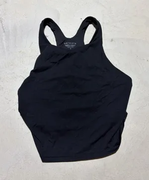 Athleta Black High-Neck Racerback Crop Tank small thumbnail 1
