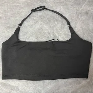 White Fox whenever you want Black Halter Crop Top SZ M thumbnail 1