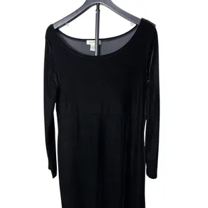 Vintage Eddie‎ Bauer 90s Black Velvet Long Sleeve Maxi Dress Tall Large thumbnail 2