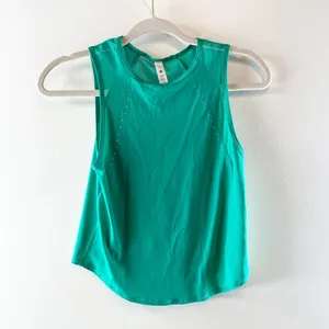 Lululemon Sculpt Mesh Panel Cropped Tank Top w/ Reflective Maldives Green 0 thumbnail 4