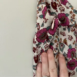 Anthropologie RAGA Summer Bloom Pink Red Cream Floral Ruffle High-Low Dress XS thumbnail 7