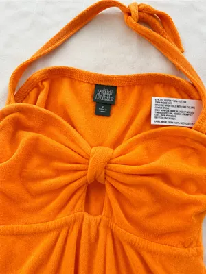 Wild Fable Orange Halter Romper XL Terry Cloth Keyhole Summer Beach Boho thumbnail 3