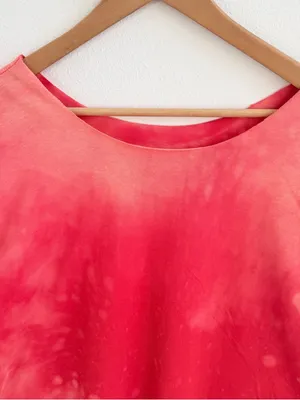 Red and pink coral off-the-shoulder bleached t-shirt thumbnail 2