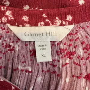 Garnet Hill Poetica Smocked Detail Crepe Blouse Red Floral Flutter Sleeve XL thumbnail 4