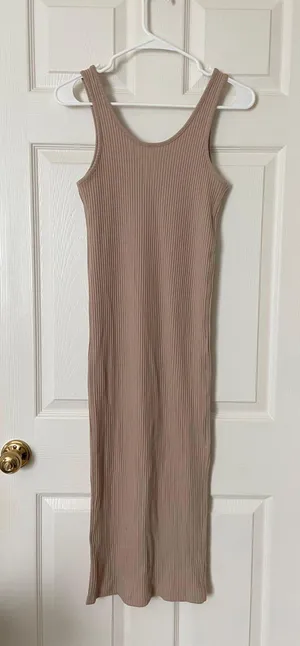 H&M Tan Rib Knit Midi/Maxi Dress thumbnail 2