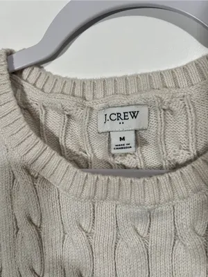 J. Crew Cotton Sweater Vest in Off-White Size Medium thumbnail 2