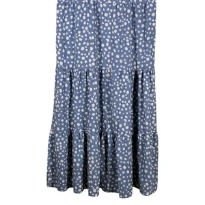 Pretty Garden Tiered Polka Dot Maxi Dress Blue Boho Puff Sleeve Cottagecore Sz M thumbnail 3