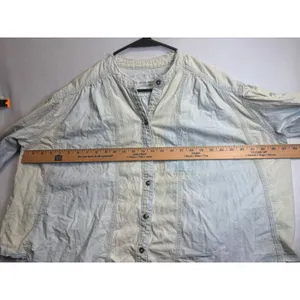 Free People We The Free Denim Button Down Top Light Wash Blue XS thumbnail 9