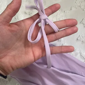 NWOT Bright swimwear purple bandeau swimsuit bikini top with tie straps! thumbnail 4