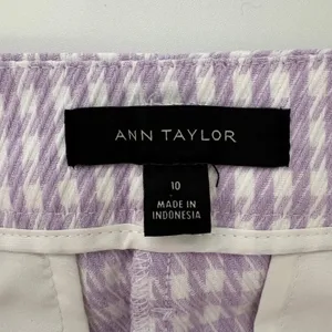 Ann Taylor Wide Leg Crop Pants Size 10 Purple Gingham Belted Preppy Career thumbnail 10