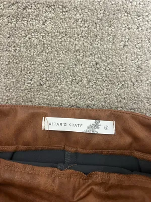 Altar'd State Cognac Faux Leather A-Line Mini Skort size small thumbnail 3