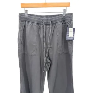 GAP‎ Khaki Ribbed Wide Leg Pull On Pants Cropped Lounge Minimalist Soft Black M thumbnail 2