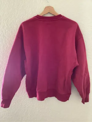 TNA by Aritzia cozy fleece burgundy wine crewneck sweatshirt pullover thumbnail 4