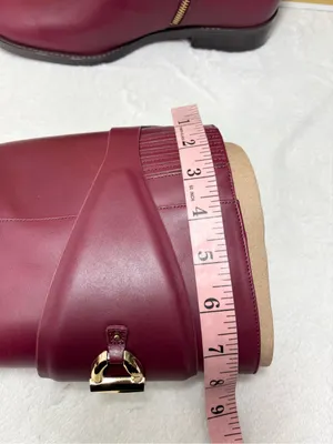 Michael Kors Izzy Tall Leather Riding Boots Dark Berry Color with Gold MK Accent thumbnail 11