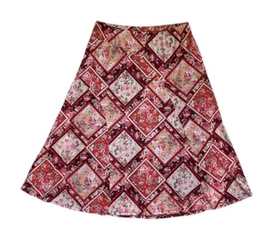 Y2K boho Luna Floral pink and red Patchwork midi skirt thumbnail 1