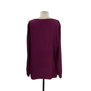 Ramy Brook Blouse Top Long Sleeve‎ Tassels Satin Burgundy Purple Size Large thumbnail 8