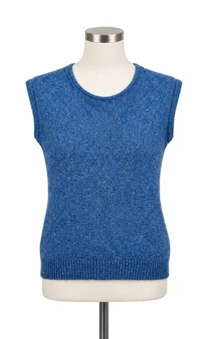 Vintage Heidi Large Sweater Vest Blue Silk Angora Blend Sleeveless Knit Retro thumbnail 1