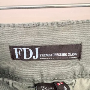 Olive Green‎ Wide Leg High Rise Pants with Stitch Detail Utility Trousers thumbnail 9