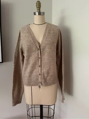 Free People School Girl Cardigan Feather Gray Size Large thumbnail 4