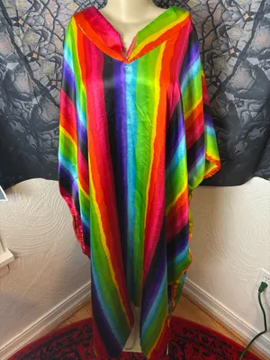 Rainbow Silky Robe/ Poncho/ Dress (Vintage!) Multiple thumbnail 2