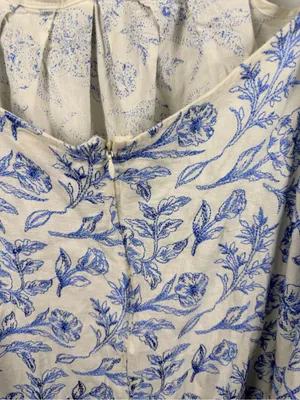 For love and lemons Maisie midi dress linen blend white blue size large thumbnail 9
