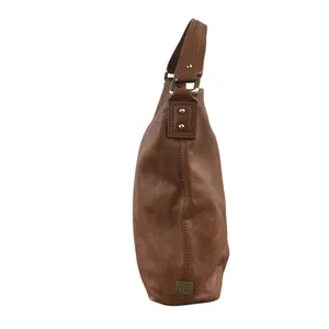 KOOBA Handcrafted Pebbled Leather Saddle Slouchy Shoulder Tote Bag Brown Timeles thumbnail 3