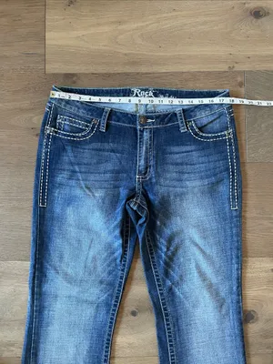 Wrangler Rock 47 Ultra Low Rise Bootcut Jeans Size 32X32 Embroidered/Rhinestones thumbnail 3