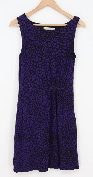 LOFT Dress Womens S Sheath Purple Animal Print Sleeveless Scoop Neck Excellent thumbnail 1