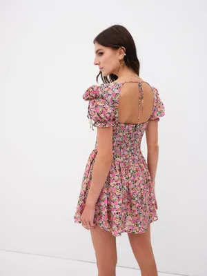 For Love and Lemons Paulina Mini Dress in Pink Floral Size XS Bustier Style thumbnail 2