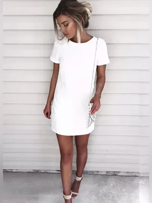 Lulus NWT Women Medium Ivory Shift Mini Dress Minimalist Quiet Luxury Clean Girl thumbnail 3
