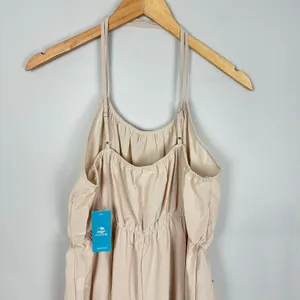 Cupshe Neutral Tie Waist Wide-leg Jumpsuit Beige Semi-sheer Size Large NWT thumbnail 9