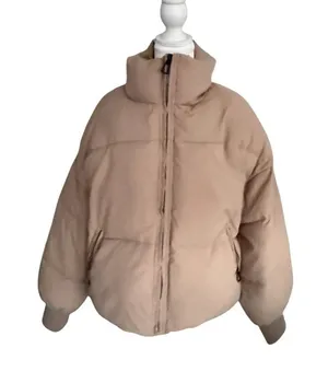 BEIGE Oversized Puffer Winter Coat Size Small Tan thumbnail 1
