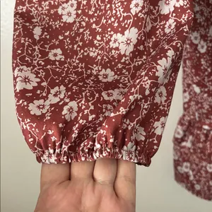 Floral V-Neck Long Sleeve Dress brown rust floral xxl thumbnail 2