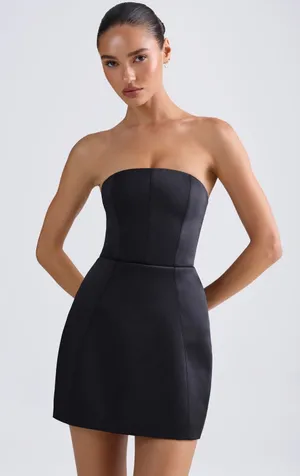 Oh‎ Polly Haisley Bandeau Structured Tulip Mini Dress NWT Size US 0 Black thumbnail 1