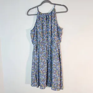 Francesca's Miami Blue Floral Mini Dress NWT Size Medium Wedding Guest Dress thumbnail 5