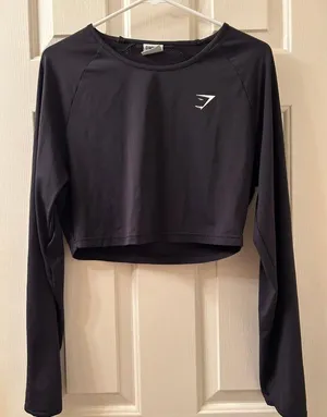 Gymshark Training Long Sleeve Crop Top Size Large Black thumbnail 1