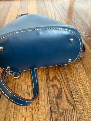 Dooney & Bourke Navy Leather Alto Pyramid Sling Backpack With Coin Purse Set thumbnail 8