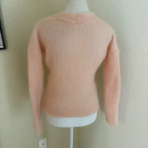 SEZANE Pink Mohair Blend V Neck‎ Knit Sweater Size Small thumbnail 2